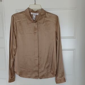 Gold Silk Long Sleeve Blouse